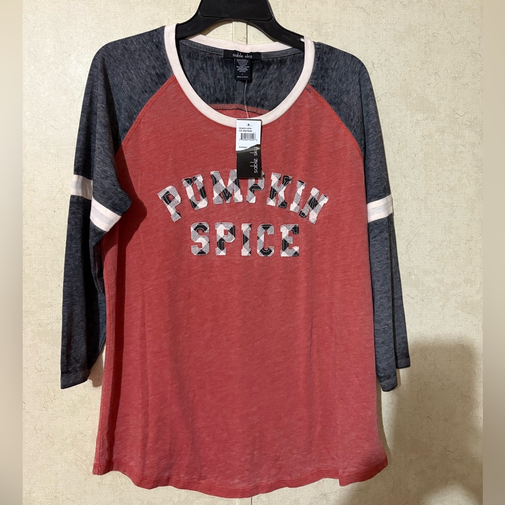 Pumpkin Spice Graphic Raglan Top by Sable Sky
